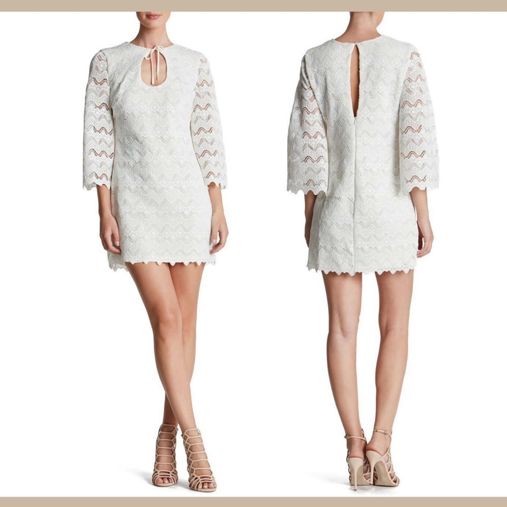 NEW Dress The Population 'Staci'‎ Crochet Shift Dress White [SZ Small ]